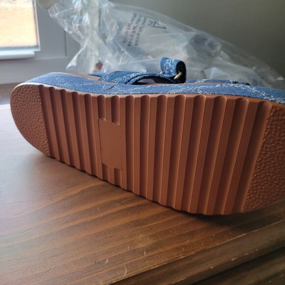 ShoeDazzle Clara Denim Platform Sandals Size 8 New NWT Adjustable Straps - Picture 7 of 8